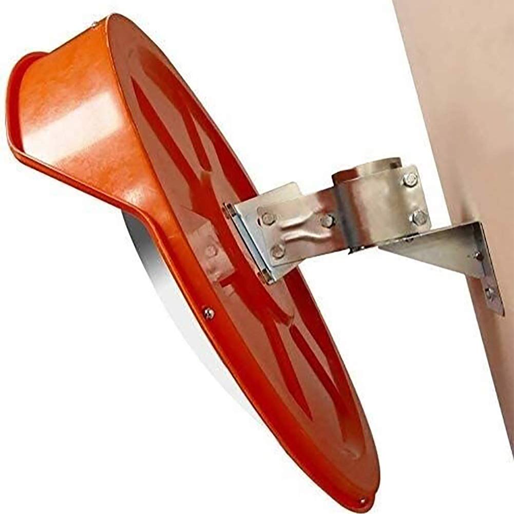 80cm Orange PC Plastic Convex Traffic Mirror - Round Outdoor Blind Spot Mirror for Parking Lots, Driveways, and Road Safety