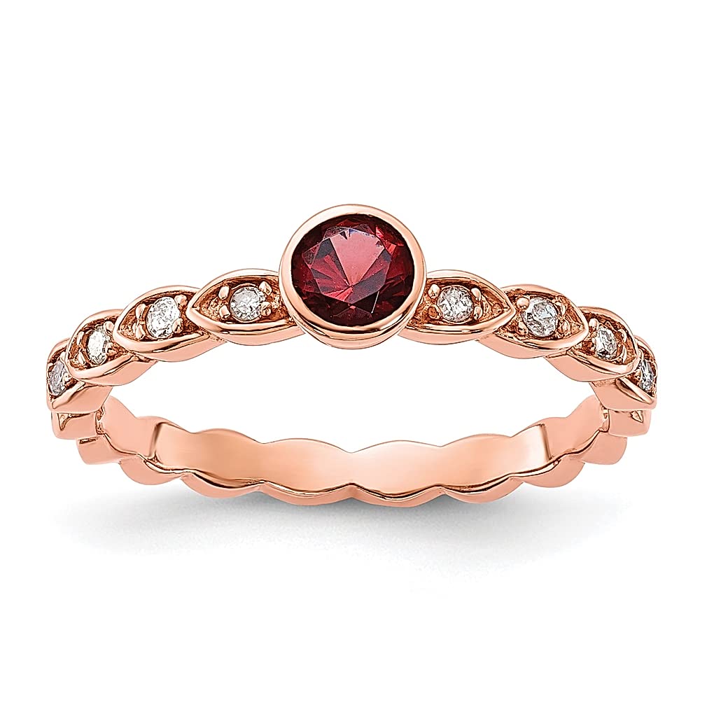 925 Sterling Silver Rose Gold Plated Garnet & Diamond Ring for Women - Elegant Gemstone Fine Jewelry Gift for Her, Perfect for Anniversary, Valentine's Day & Special Occasions