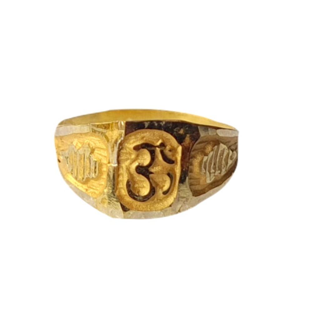 22K/18K Solid Gold Om Design Kids Ring - Certified Fine Gold Jewelry for Baby Boys & Girls, Infants - Perfect Gift for Birthdays, Christenings & Daily Wear - Size A Available