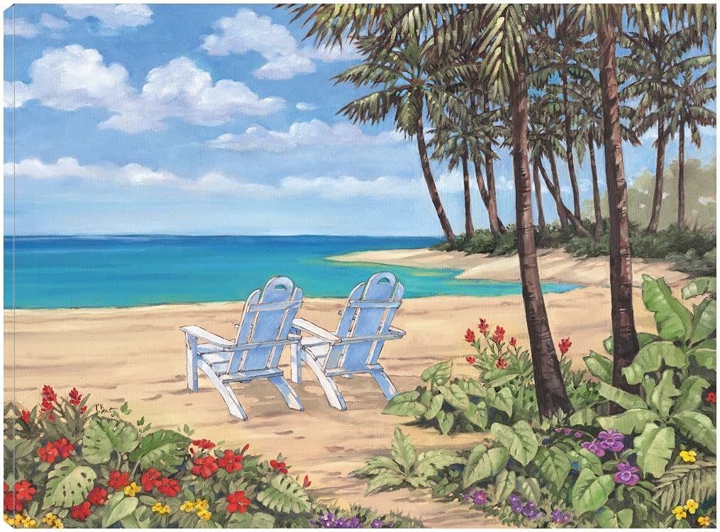 Paul Brent Discovery Bay Fine Art Canvas Wall Decor - 32x24 Inch Ready to Hang Painting for Living Room, Bedroom, Office - Coastal Landscape Artwork for Home & Commercial Spaces