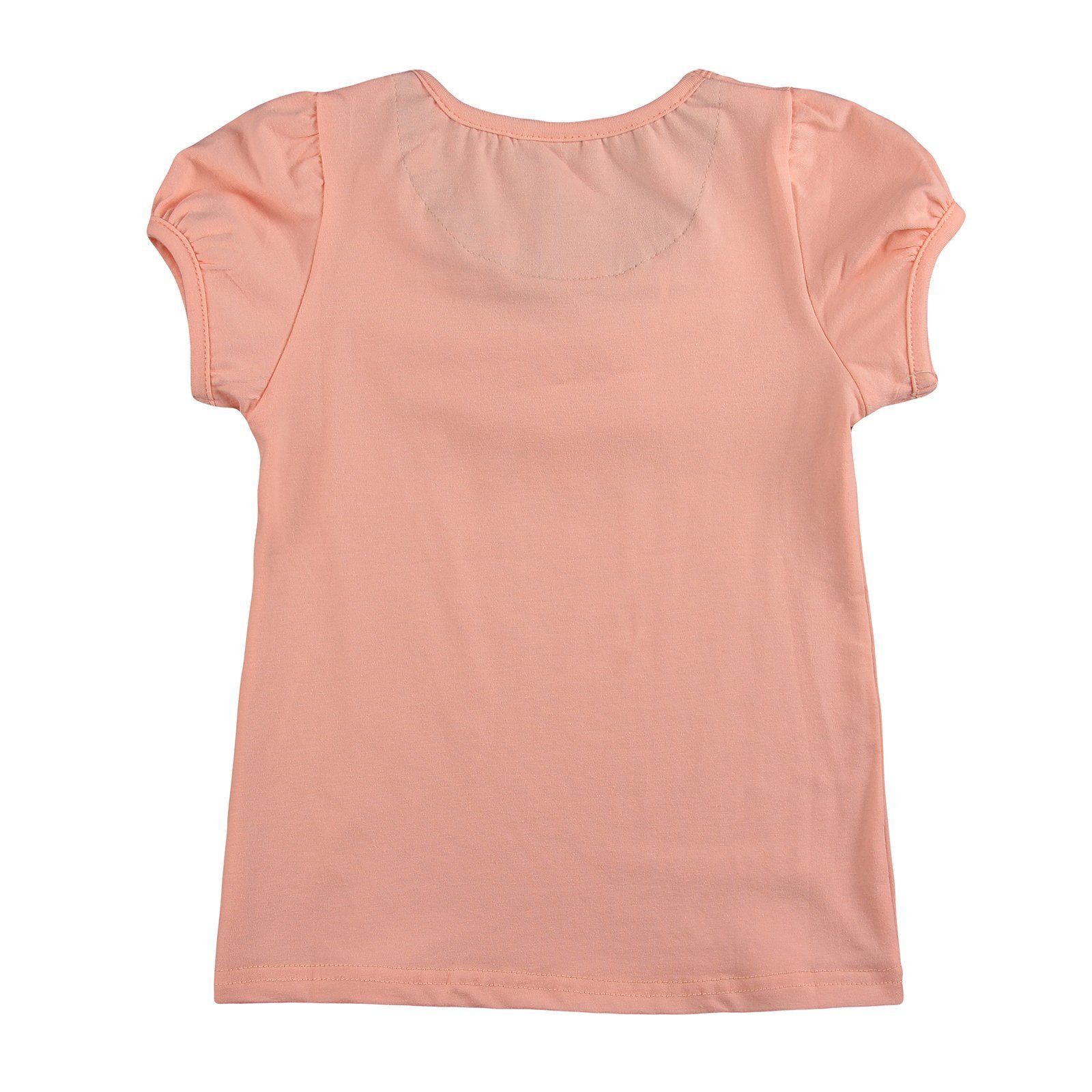 Richie House Girls' Peach Blouse with Rose Denim & Lace Collar - Cute Floral Top for School, Parties & Special Occasions