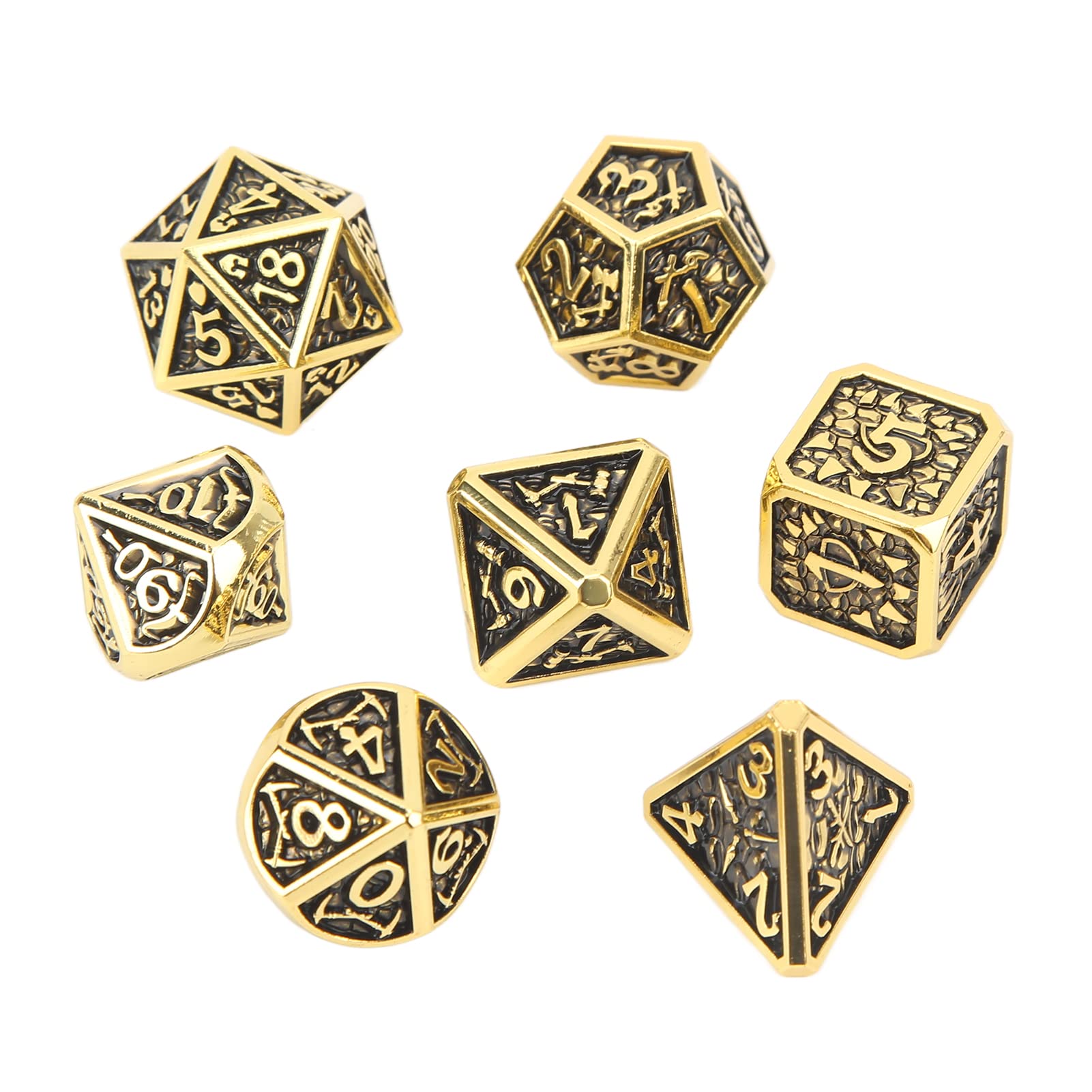 Premium 7-Piece Metal Polyhedral Dice Set for DND, Dungeons & Dragons, RPG, MTG - D4 D8 D10 D12 D20 - Perfect for Tabletop Gaming, Role-Playing Adventures & Family Board Game Nights
