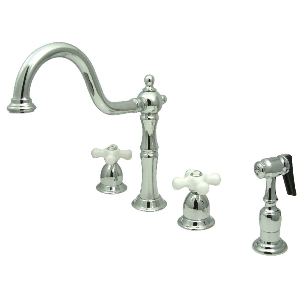 Kingston Brass KB1793PXBS Widespread Kitchen Faucet - High Arc Pull-Down Sprayer, Oil Rubbed Bronze Finish for Modern Farmhouse & Rustic Kitchens