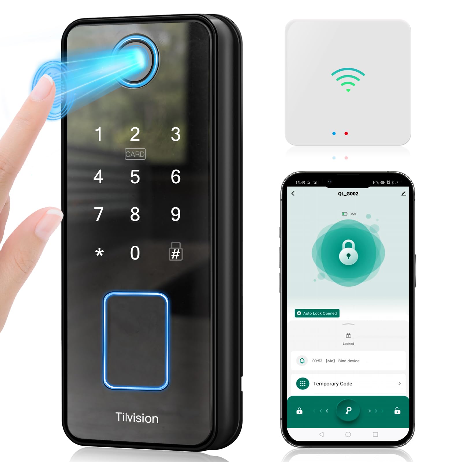 WiFi Smart Door Lock with Keyless Entry & App Control - Auto Lock, IP65 Waterproof, Touchscreen Keypad & Fingerprint Scanner - Secure Smart Deadbolt for Front Doors, Homes & Offices - Perfect for Vacation Rentals & Smart Home Automation