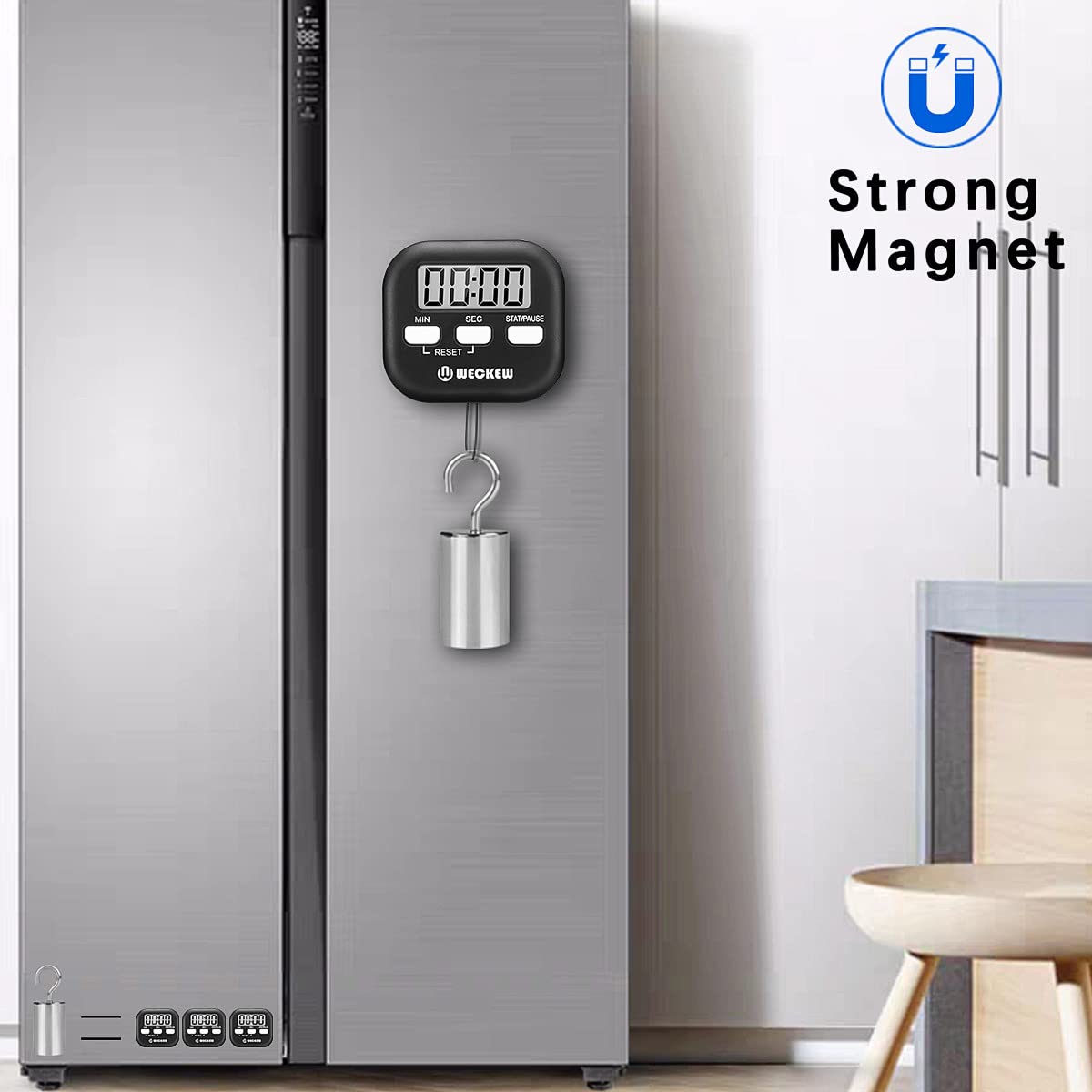 Digital Kitchen Timer for Cooking & Baking - Magnetic, Hanging - Perfect for Home & Classroom Use