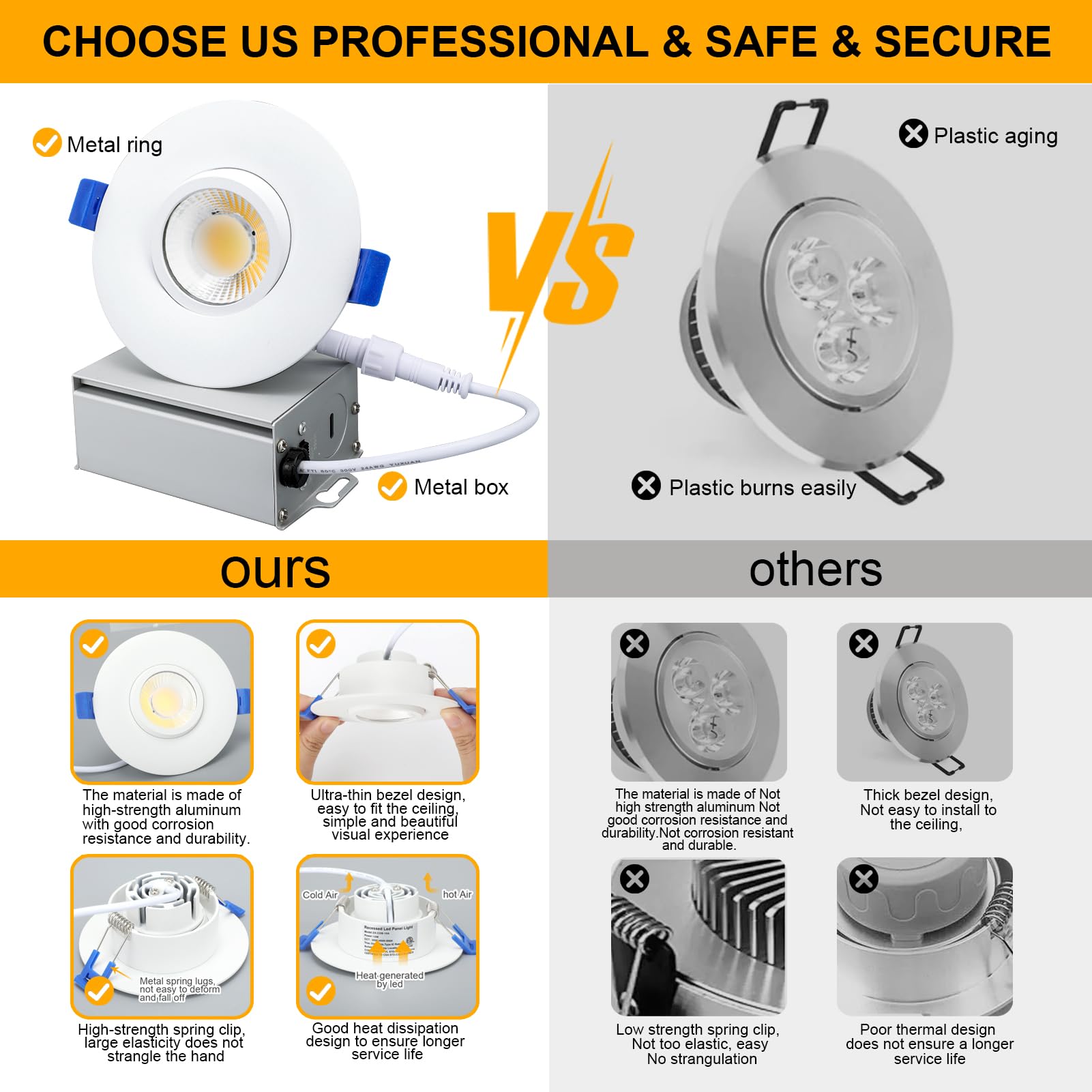 8 Pack 3 Inch Gimbal LED Recessed Light 10W - 3 Color Temperature Adjustable (3000K/4000K/5000K) - Waterproof Downlight for Shower, Living Room, Bedroom - Perfect for Home Lighting, Bathroom Vanity & Kitchen Ceiling