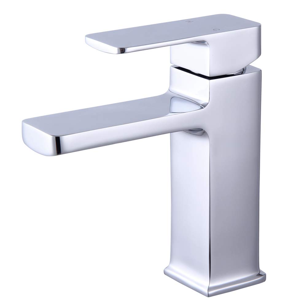 Kimzcn Low Lead Copper Single Handle Bathroom Sink Faucet - 1 Hole Deck Mount Vanity Basin Mixer Tap with cUPC Certified Water Supply Lines, Chrome Finish D580041C - Perfect for Modern Home & Hotel Bathroom Renovation