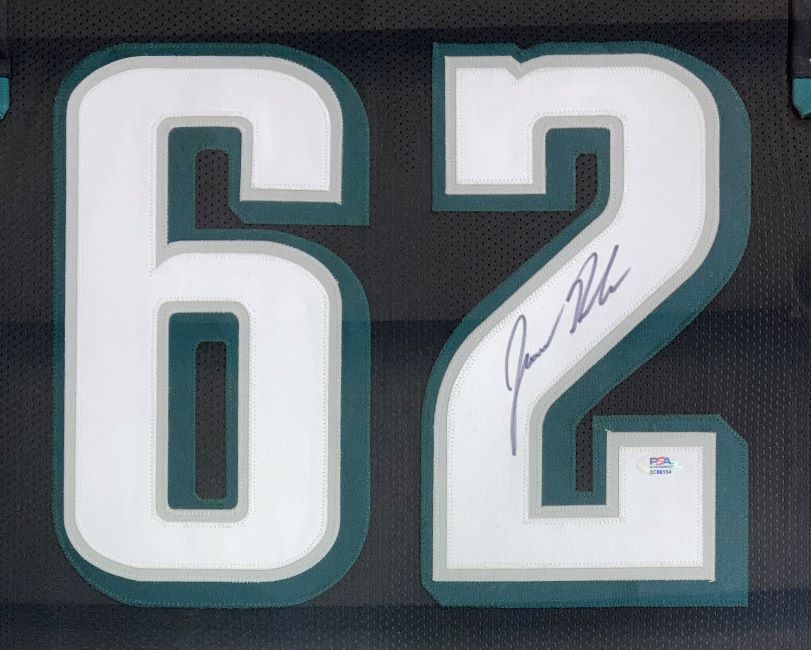 Jason Kelce Philadelphia Eagles Signed Framed Black Football Jersey with PSA ITP Hologram - Authentic Collectible for Sports Fans, Man Cave Decor, Gift for Eagles Supporters