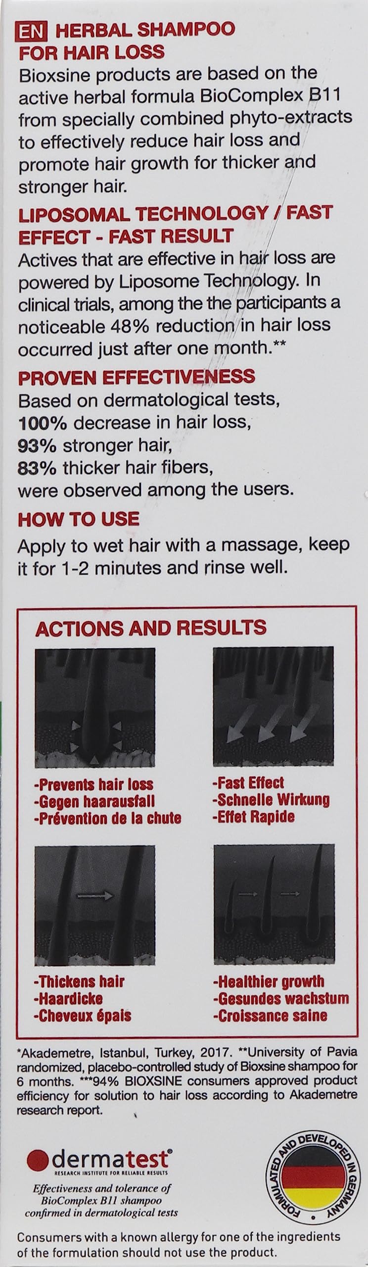 Bioxsine Herbal Shampoo for Hair Loss Treatment - Natural Hair Growth Shampoo for Women & Men with Normal to Dry Hair - 300ml Clinically Proven Formula | Stimulates Hair Growth & Reduces Thinning for Healthier Looking Hair