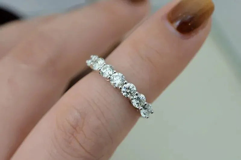 18K White Gold Diamond Ring for Women - Real Natural Shiny Diamond Wedding Band, Minimalist Luxury Jewelry - Perfect for Engagement, Anniversary & Special Occasions