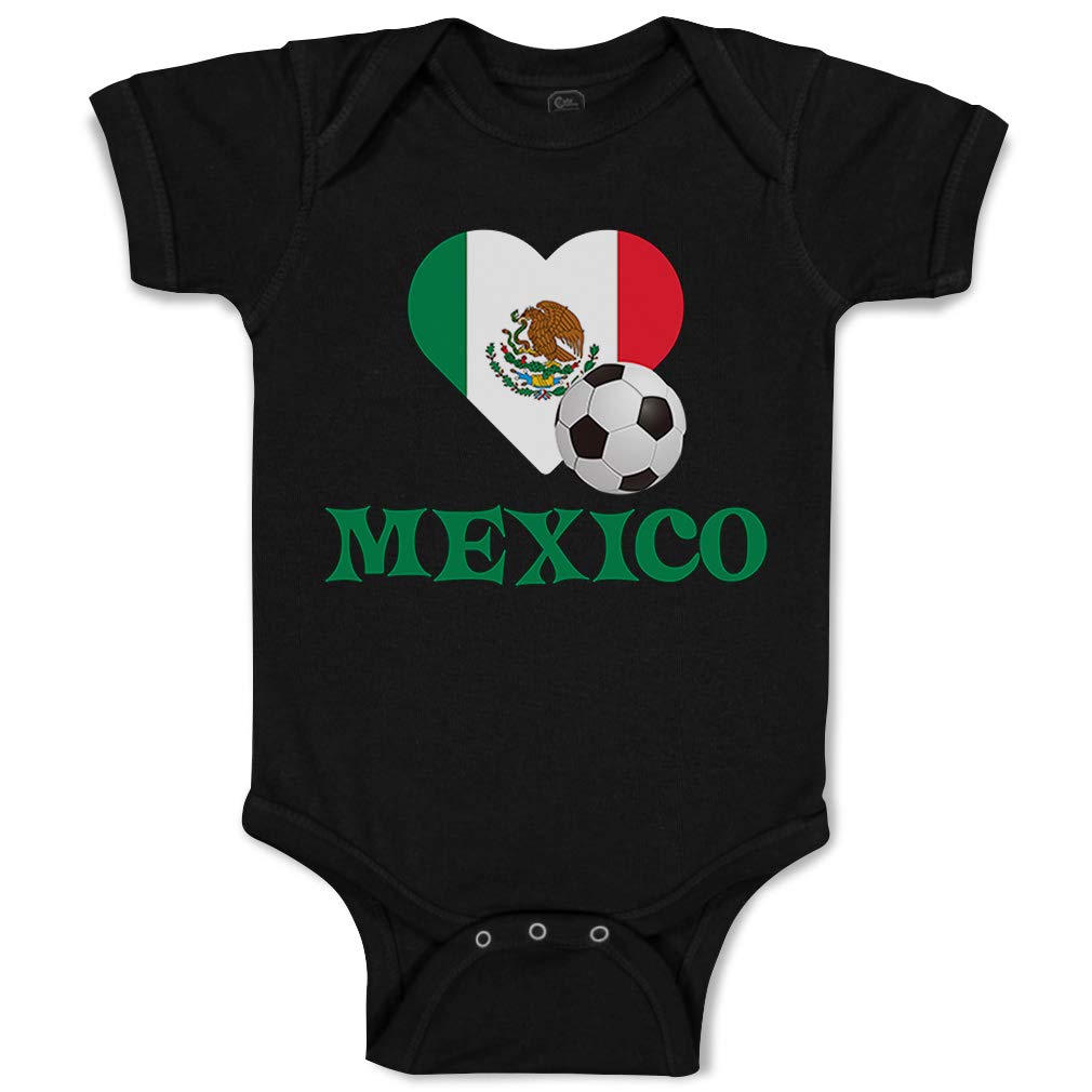 Mexican Soccer Baby Bodysuit - Black Football Design for Boys & Girls | Soft Cotton Newborn Onesie | Perfect for Game Day & Family Photos