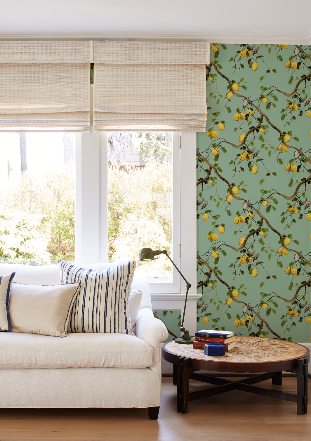 Nathan Turner Lemon Birds Wallpaper - Jade Green Peel & Stick Wallpaper for Bedroom, Nursery, and Home Decor