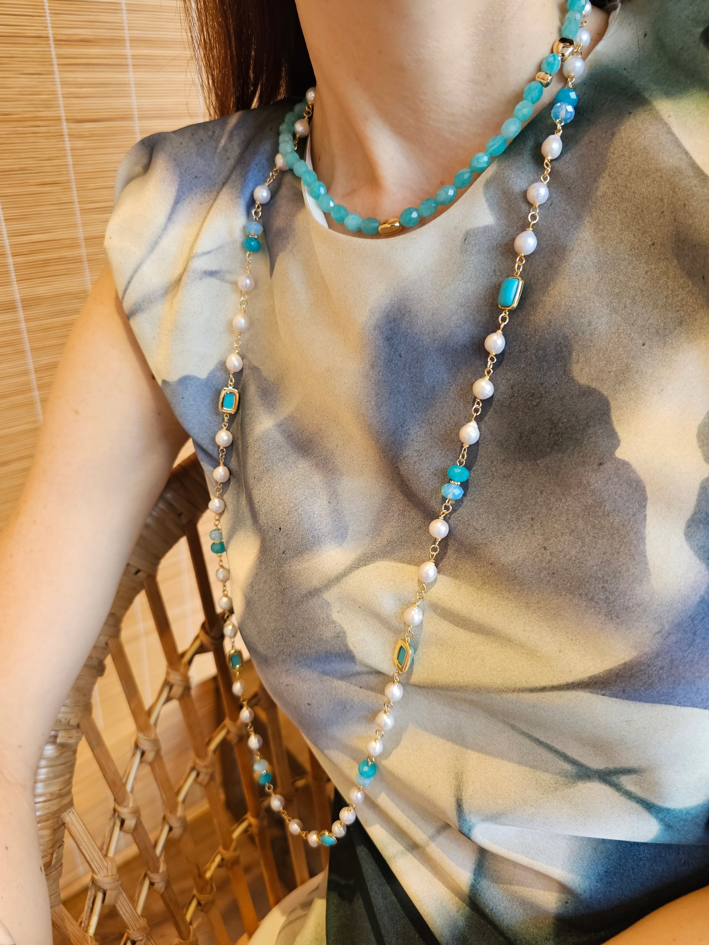 Amazonite Minimalist Short Necklace PN020 - Elegant Dainty Jewelry for Women, Perfect for Everyday Wear & Special Occasions