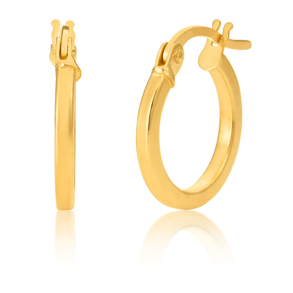9ct Gold 10mm Hoop Earrings for Women - Classic Small Gold Hoops for Everyday Wear, Gift Giving & Special Occasions