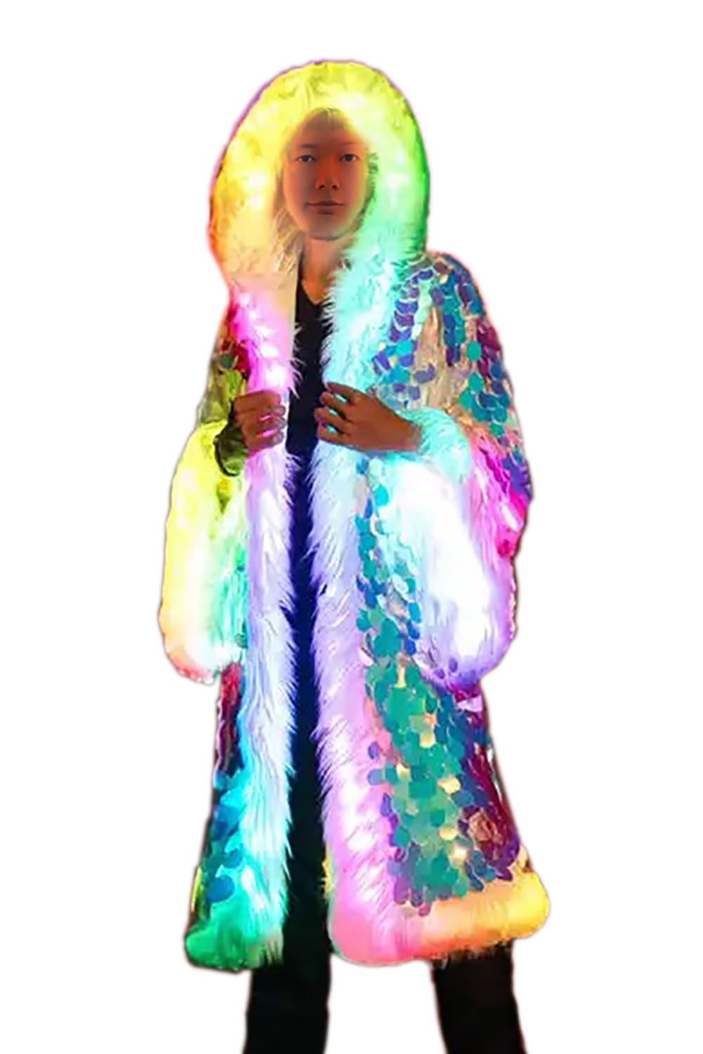 LED Sequin Light Up Jacket for Women & Men - Sparkling Rave Costume, Party Wear, Festival Outfit - Perfect for Halloween, Christmas, Concerts & Nightclub Events