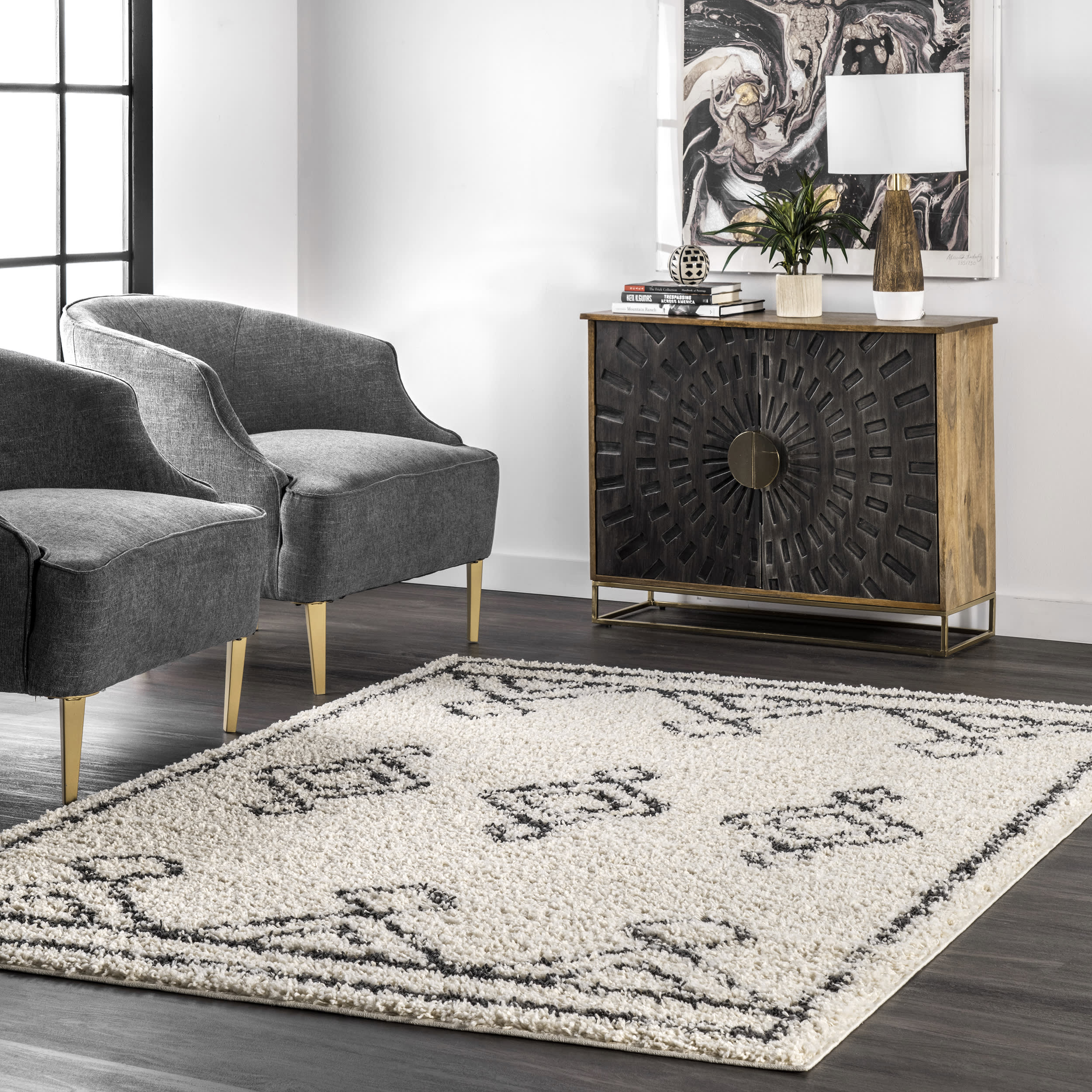 Handmade Moroccan Diamond Drop Rug - Soft Bohemian Area Rug for Living Room, Bedroom & Nursery | Off White & Neutral Home Decor