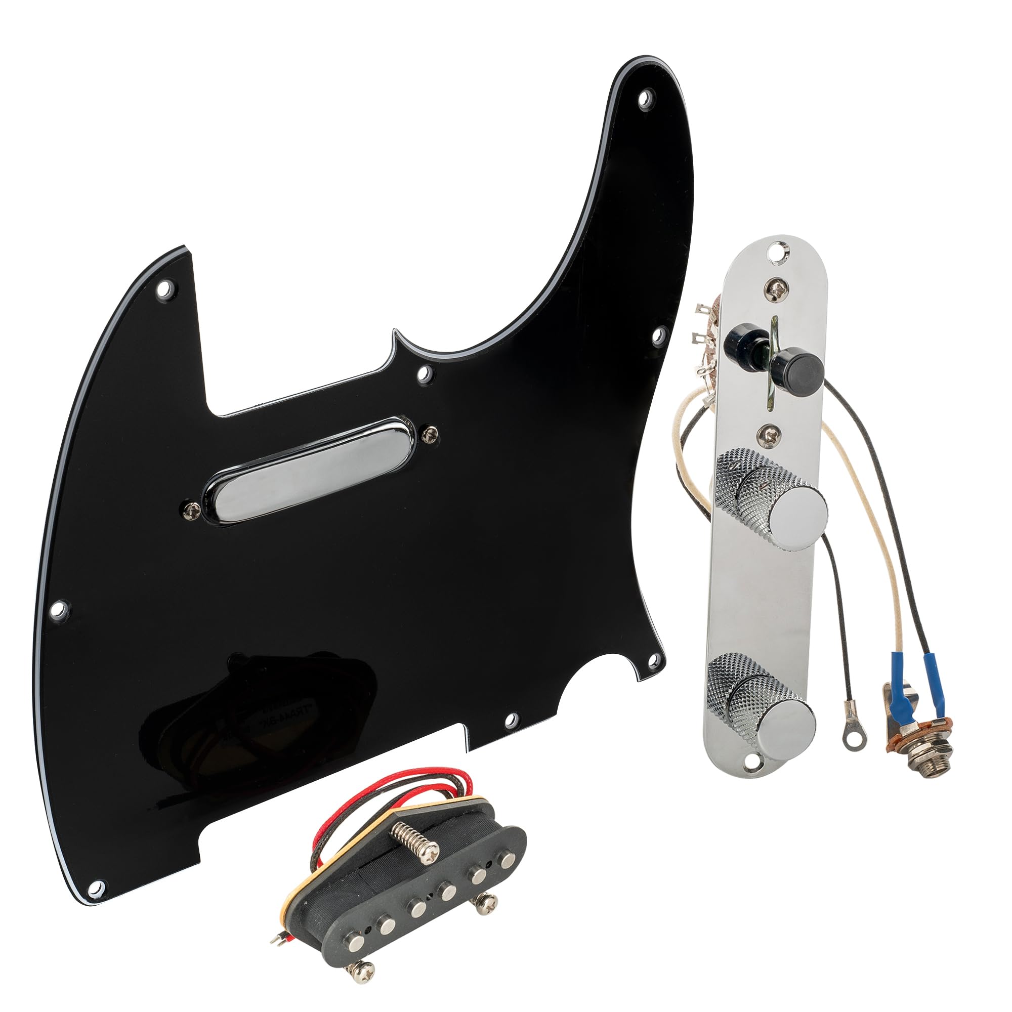 Musiclily Pro Pre-wired Tele Pickguard & Loaded Control Plate with Artec Alnico 5 Pickups for TL Style Electric Guitar - 3-Ply Black | Perfect for Blues, Rock & Country Performances