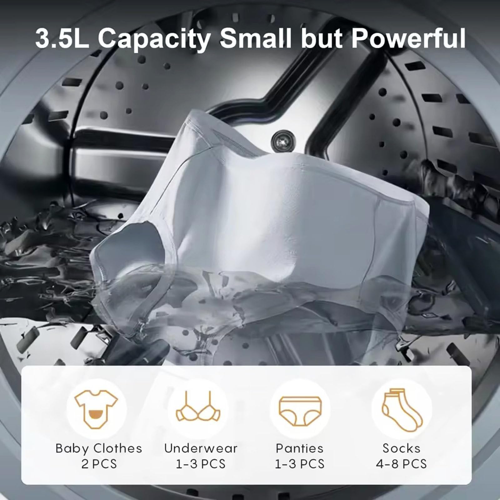 Portable Mini Washing Machine with Dryer - Compact Travel Washer for Underwear, Socks & Small Clothes - Wall Mountable Space Saving Design - Perfect for Apartments, Dorms, Camping & RV Use