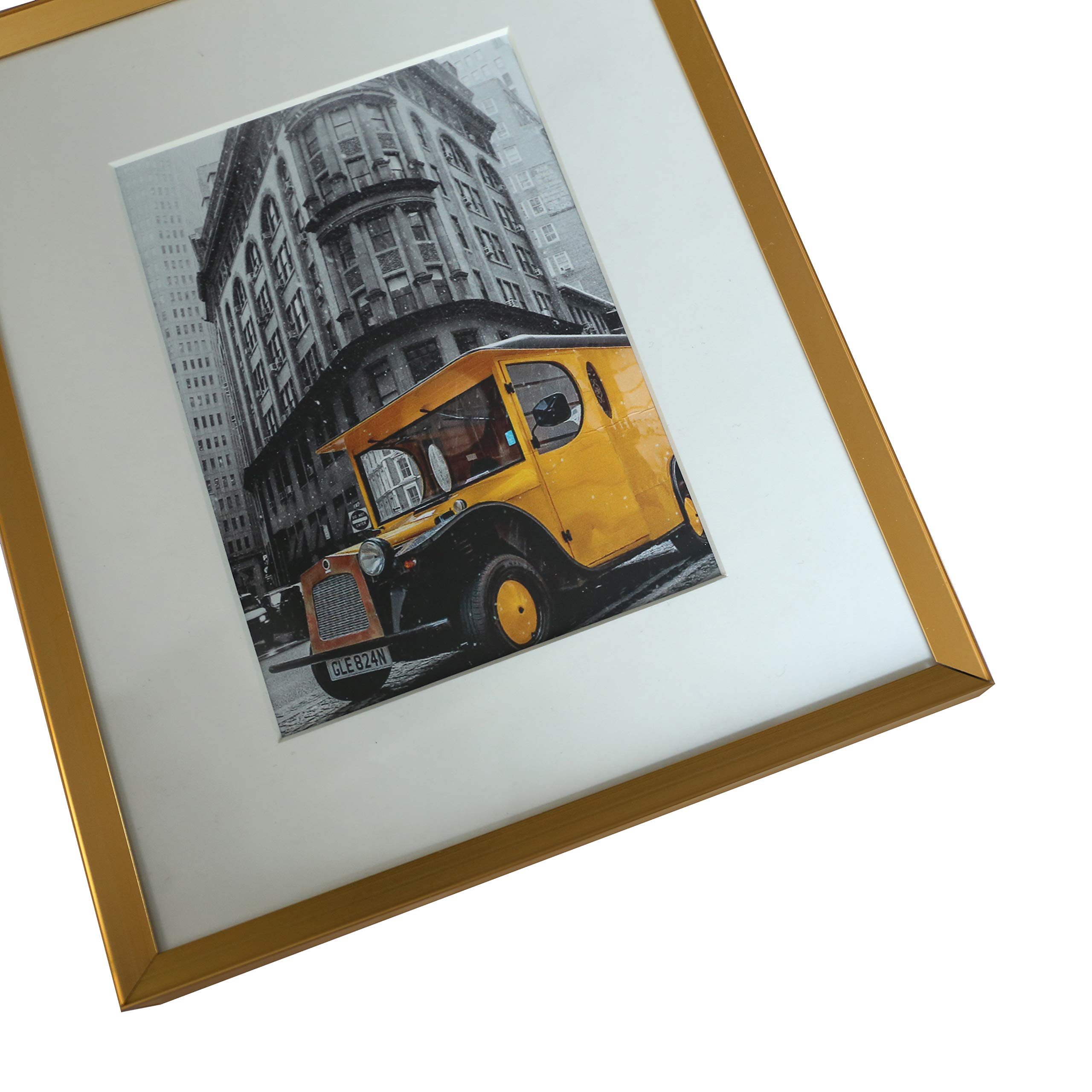 Premium Aluminum Picture Frame with 2MM Glass - Gold 5x7 (4x6 Opening) - Wall Mount & Tabletop Easel Included - Horizontal/Vertical Display - Pack of 6 - Perfect for Home Decor, Office Photos & Gift Giving