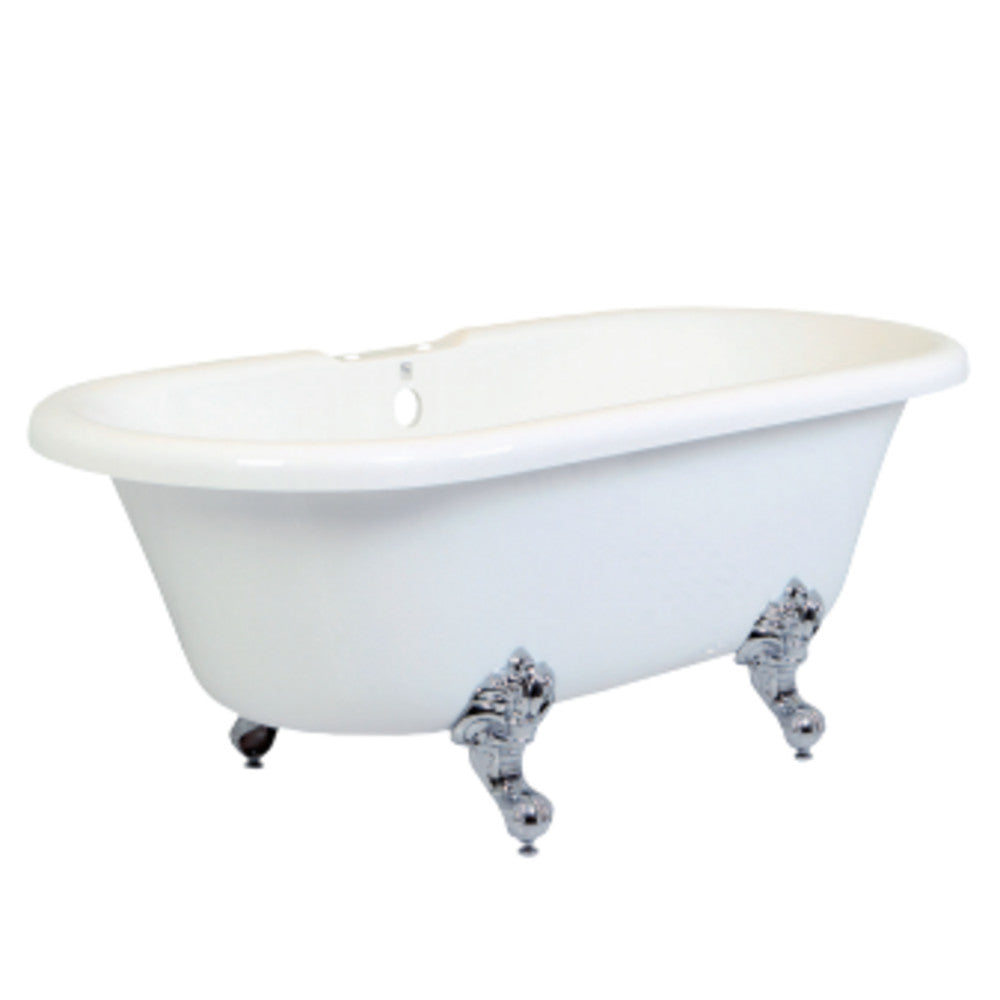 67 Inch Acrylic Double Ended Clawfoot Bathtub with 7