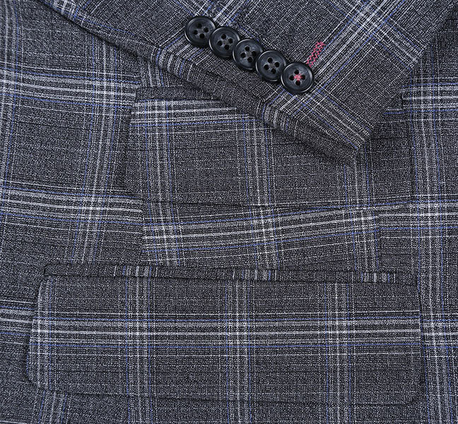 English Laundry Gray & White Blue Check Slim Fit Suit for Men - Perfect for Weddings, Business Meetings & Formal Events