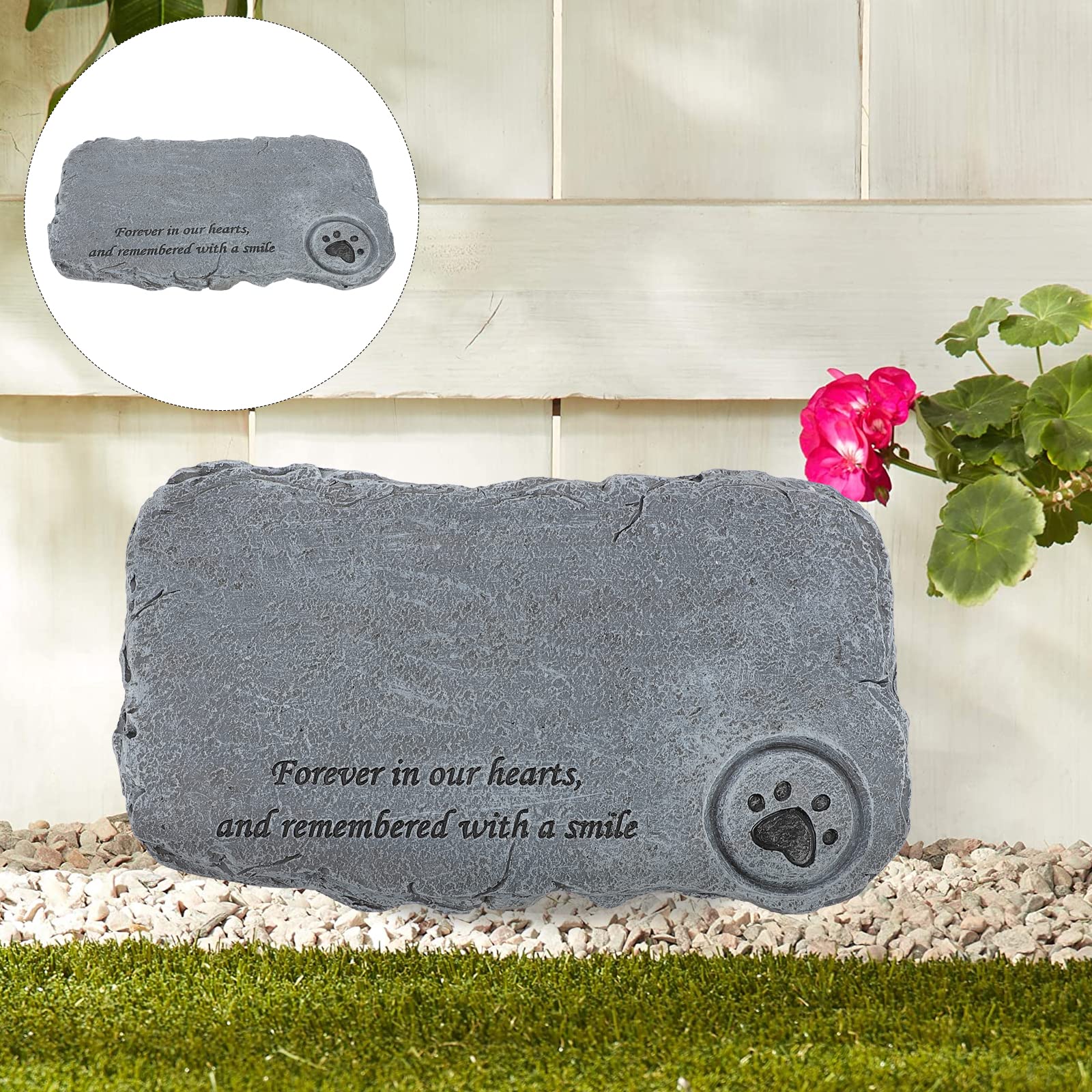 LIOOBO Pet Grave Marker - Resin Tombstone with Candlestick for Dogs & Cats - Memorial for Parks & Gardens
