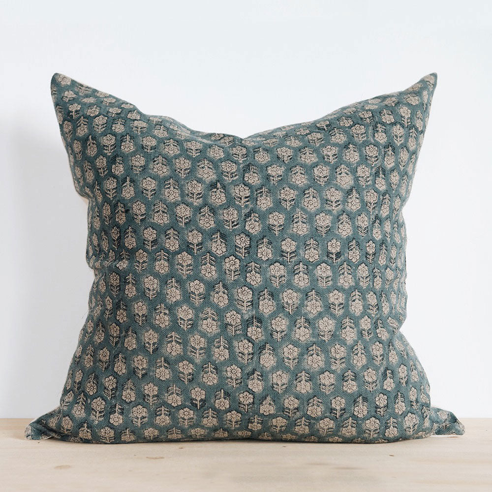 Handmade Linen Block Printed Pillow Cover No. 0269 - Bohemian Home Decor for Living Room, Bedroom & Sofa