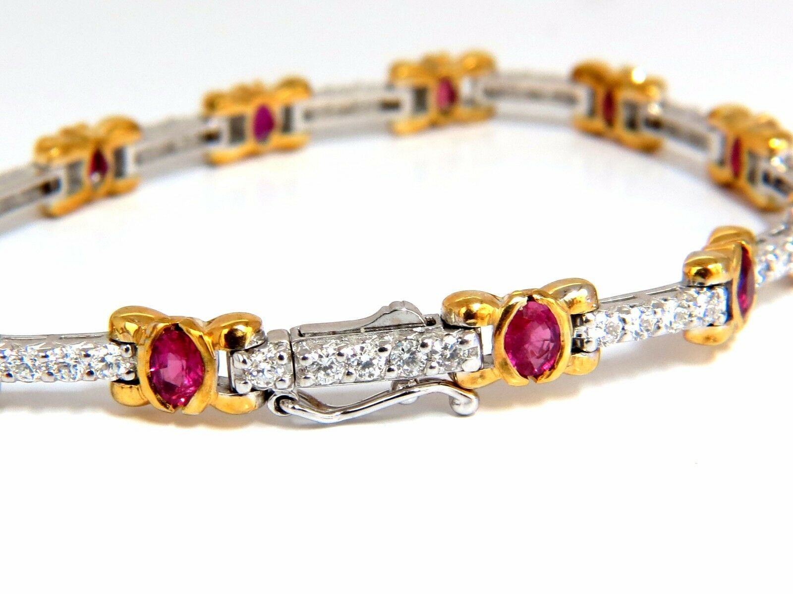 3.76ct Natural Ruby & Diamond Tennis Bracelet in 14K Gold - Vivid Red Gemstone Jewelry for Women, Perfect Gift for Anniversary, Valentine's Day & Special Occasions