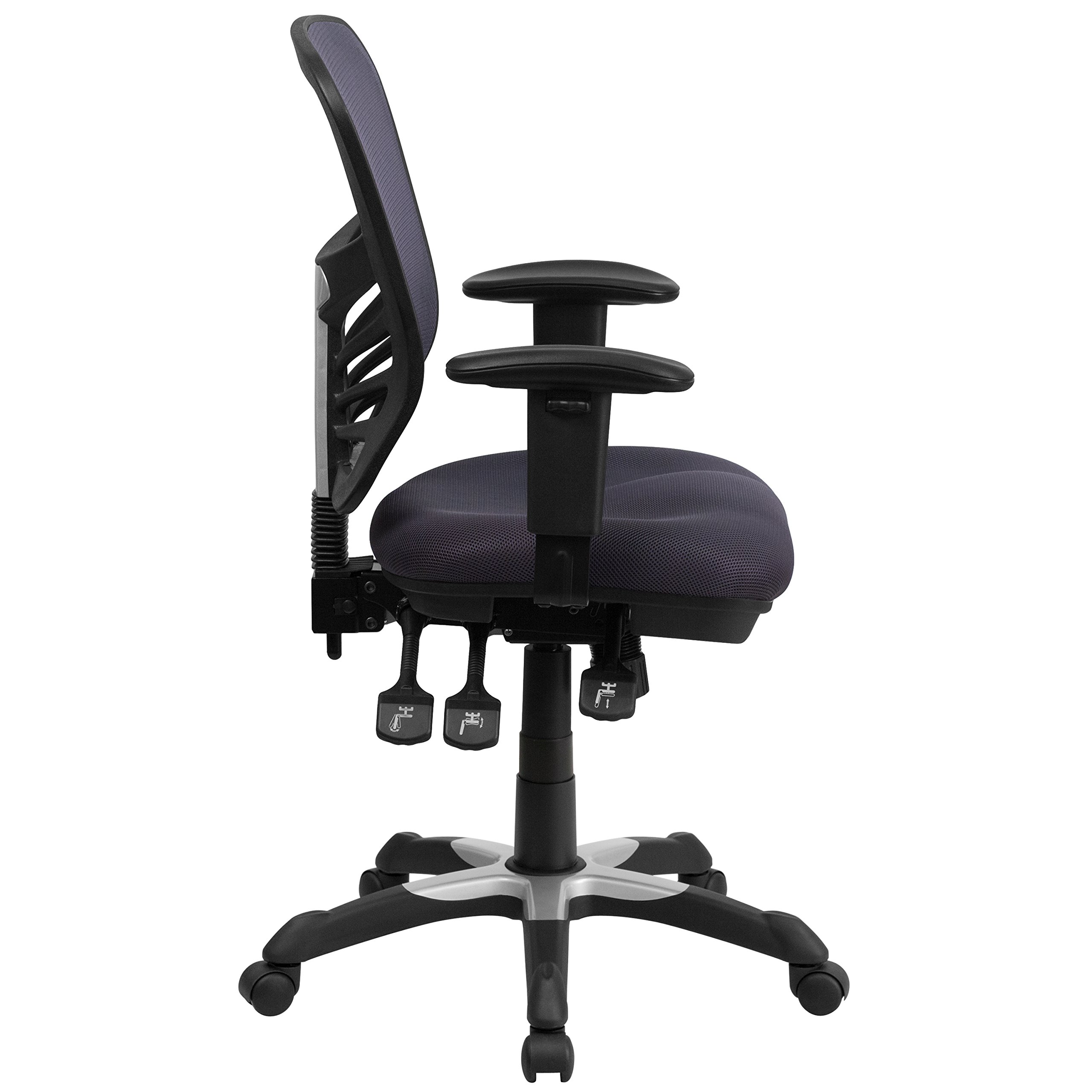 Ergonomic Mesh Office Chair with Adjustable Lumbar Support - Flash Furniture Nicholas Mid-Back Swivel Chair for Home Office & Gaming, Dark Gray - Perfect for Long Work Sessions & Esports Gaming