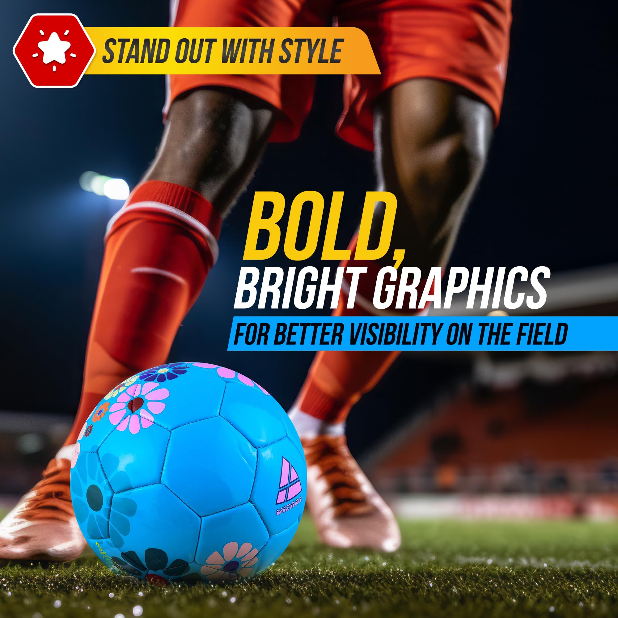 Vizari Youth Soccer Ball - Durable 32-Panel Football for Kids, Toddlers & Youth | Butyl Bladder for Long-Lasting Air Retention | Perfect for Outdoor Play, Training, Games & Gifts (Pack of 1, 6 or 12) | Ideal for Backyard, School, Park & Team Practice