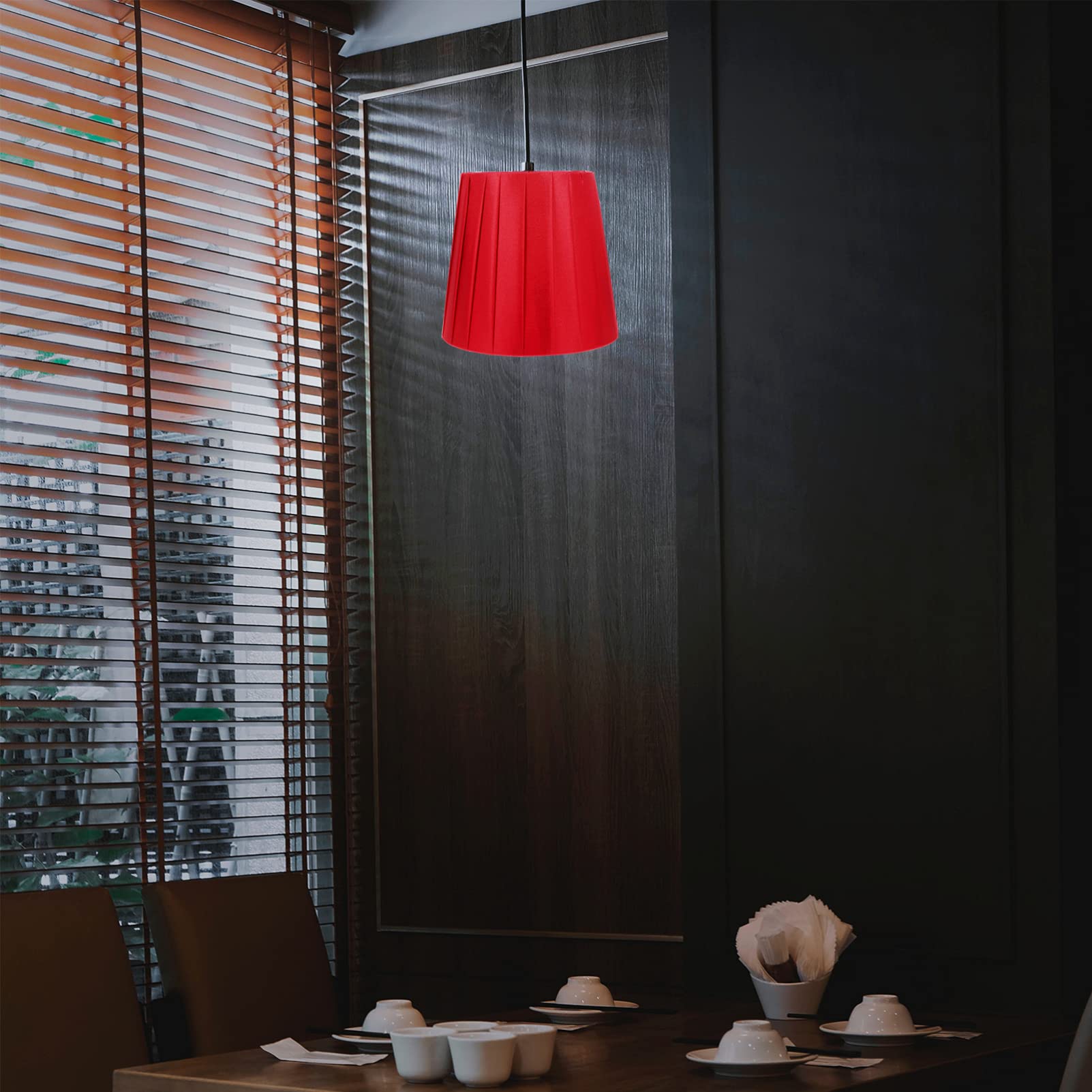 Red Clip-On Lamp Shade - Fabric Light Fixture Cover for Table & Desk Lamps - Perfect for Bedroom, Living Room, Office & Nightstand Lighting Decor
