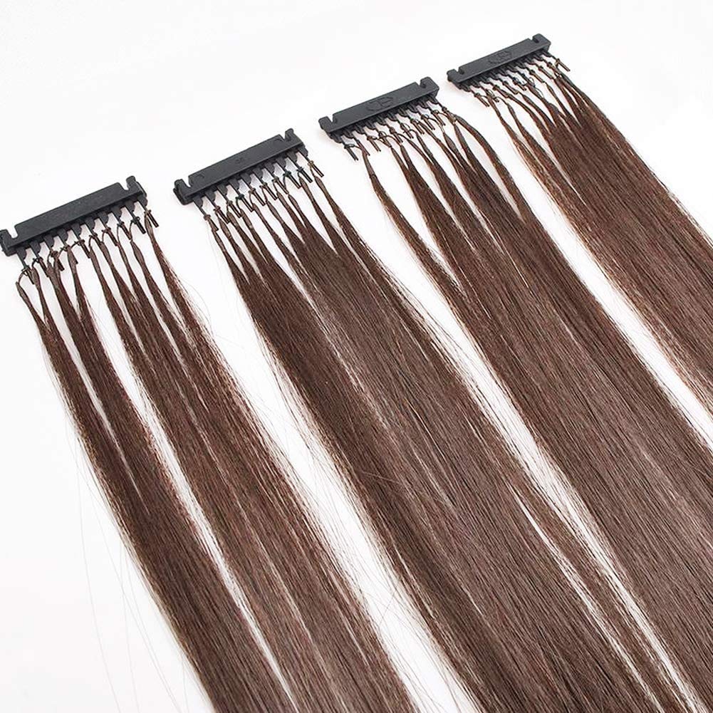 6D Machine Quick No-Track Groove Connection Human Hair Extensions - 10 Rows, Brown, 20 Inches - Real Human Hair for Volume & Length - Perfect for Parties, Weddings & Everyday Styling