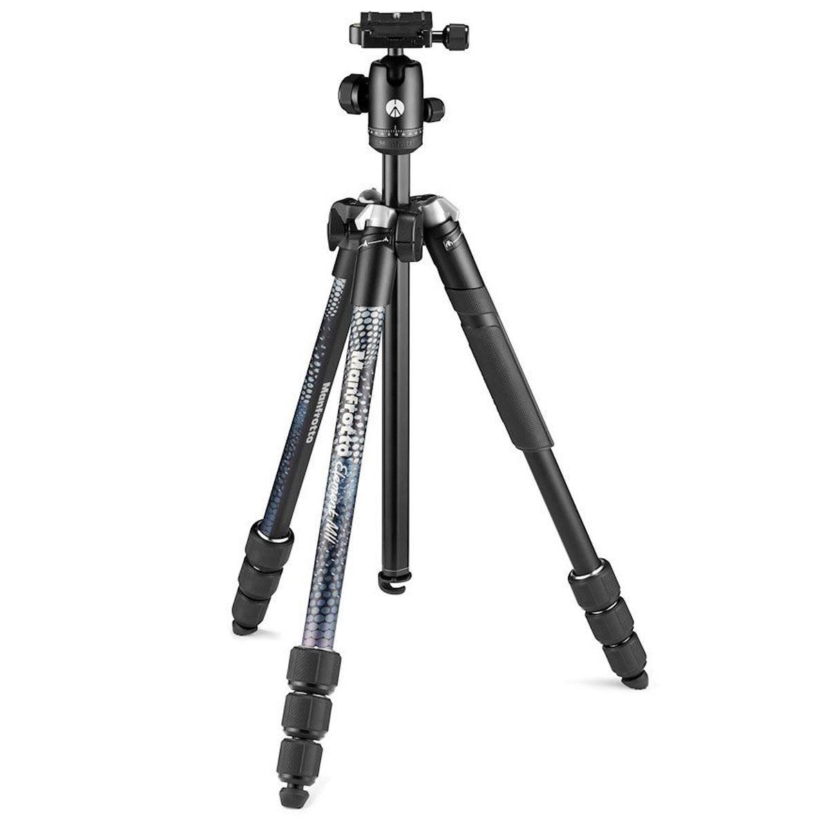 Manfrotto Element MII Aluminum Tripod with Ball Head - Lightweight Travel Tripod for DSLR Cameras & Mirrorless Cameras - Perfect for Photography, Vlogging & Outdoor Adventures (Black)