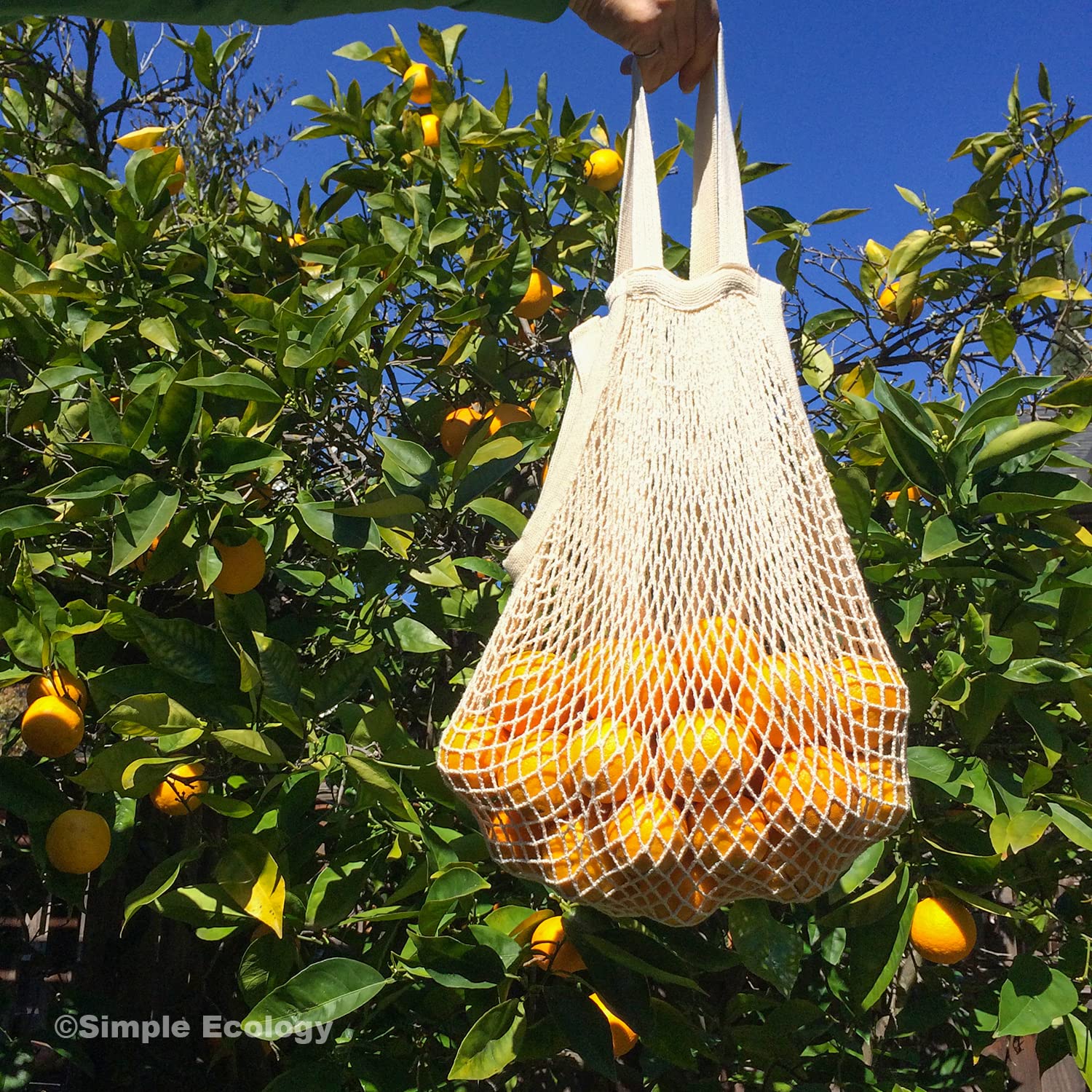 Premium Organic Cotton Heavy Duty Double Handle String Bag - Eco-Friendly Reusable Shopping Tote for Groceries, Beach & Farmers Market