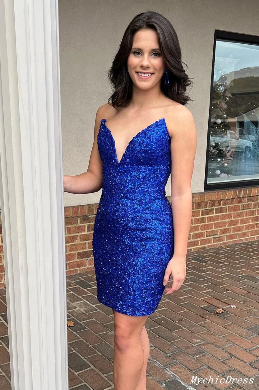 Royal Blue Sequin Mermaid Homecoming Dress - Elegant Prom Dress for UK & US Market | Perfect for Homecoming, Prom, and Formal Events