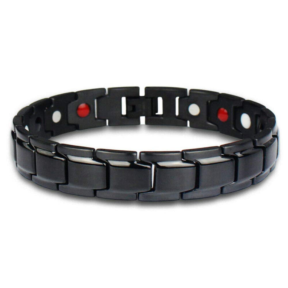 Magnetic Therapy Bracelet for Men & Women - Pain Relief & Wellness - Adjustable Black Stainless Steel - Perfect for Sports, Work & Daily Wear