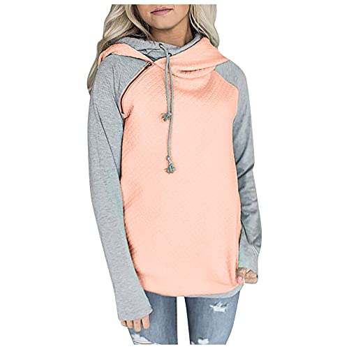 Women's Zip Up Hoodie with Funnel Neck & Drawstring - Casual Long Sleeve Pullover Sweatshirt, Raglan Sleeve Warm Top for Fall & Winter | Perfect for Outdoor Activities, Lounge Wear & Street Fashion