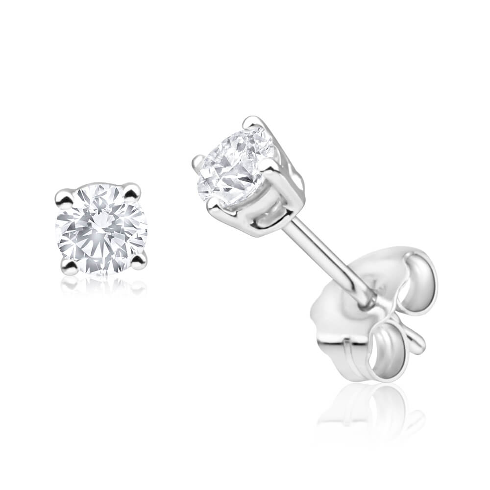 9ct White Gold 1/4 Carat Diamond Stud Earrings for Women - Dainty Everyday Jewelry Gift for Anniversary, Birthday & Special Occasions