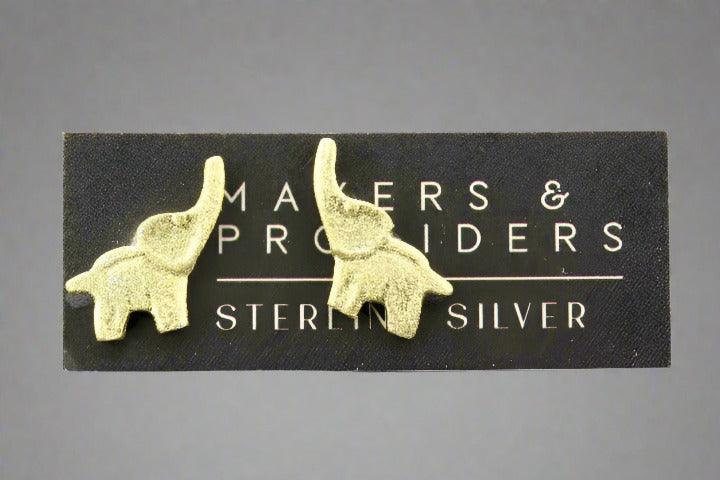 Lucky Elephant Stud Earrings - Gold Over Silver Hoop Earrings for Women - Perfect for Everyday Wear, Parties & Gifts