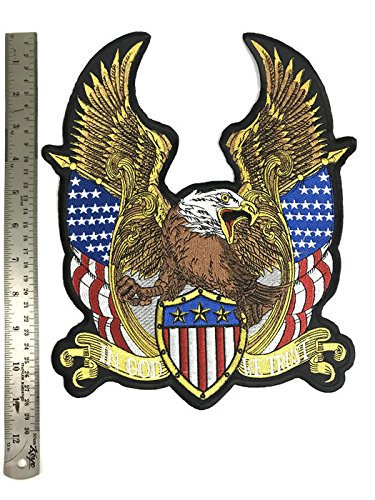 Large American Bald Eagle Back Patch - Iron-On Embroidered Applique for Denim Jackets, Vests & Bags | Patriotic DIY Sewing Accessory for Bikers, Rockers & Fashion Enthusiasts
