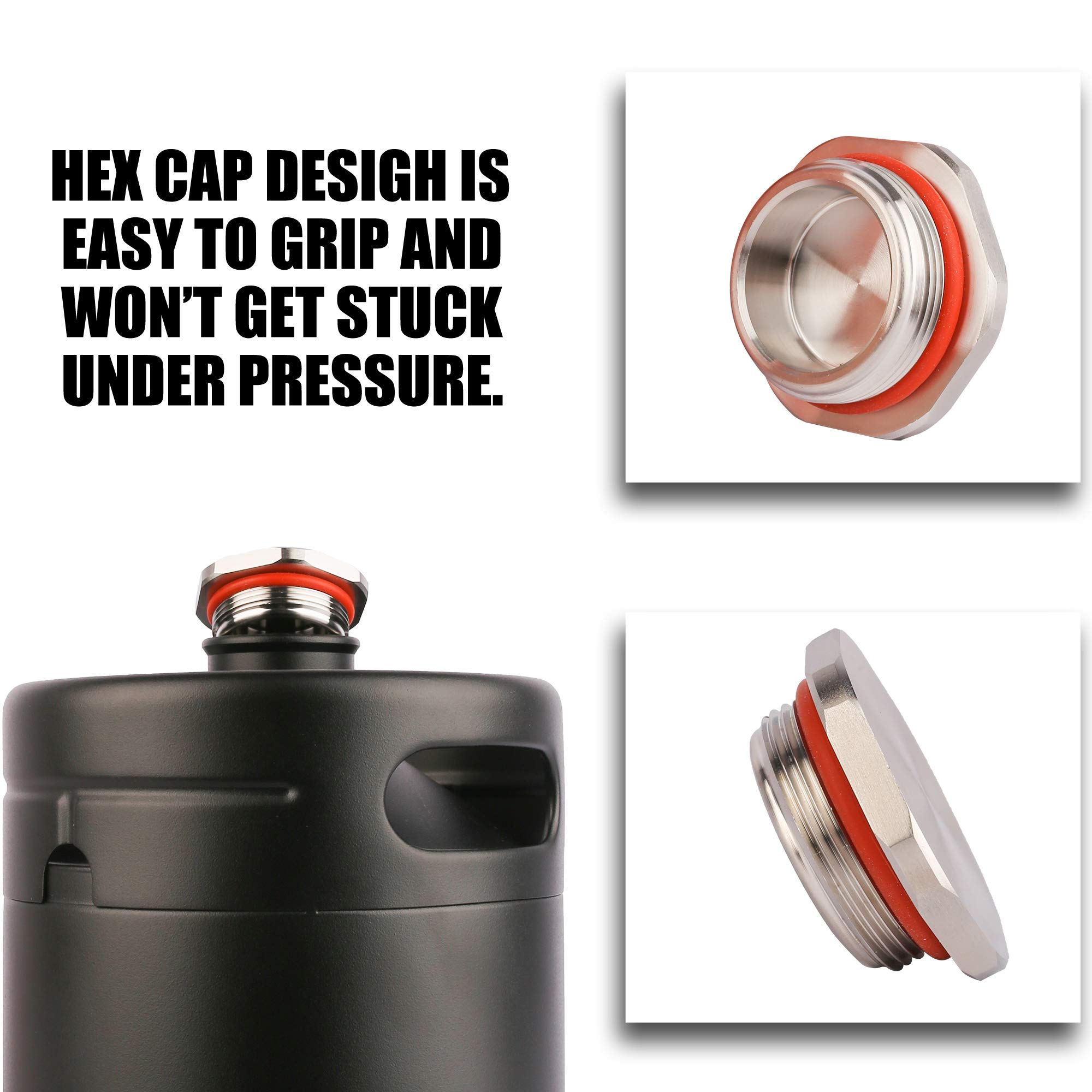 TMCRAFT 64oz Stainless Steel Pressurized Growler Tap System with Cooler Jacket - Portable Mini Keg Dispenser for Homebrew, Craft Beer & Draft - Keeps Beverages Fresh & Carbonated - Perfect for Parties, Camping & Home Bars (Matte Black)