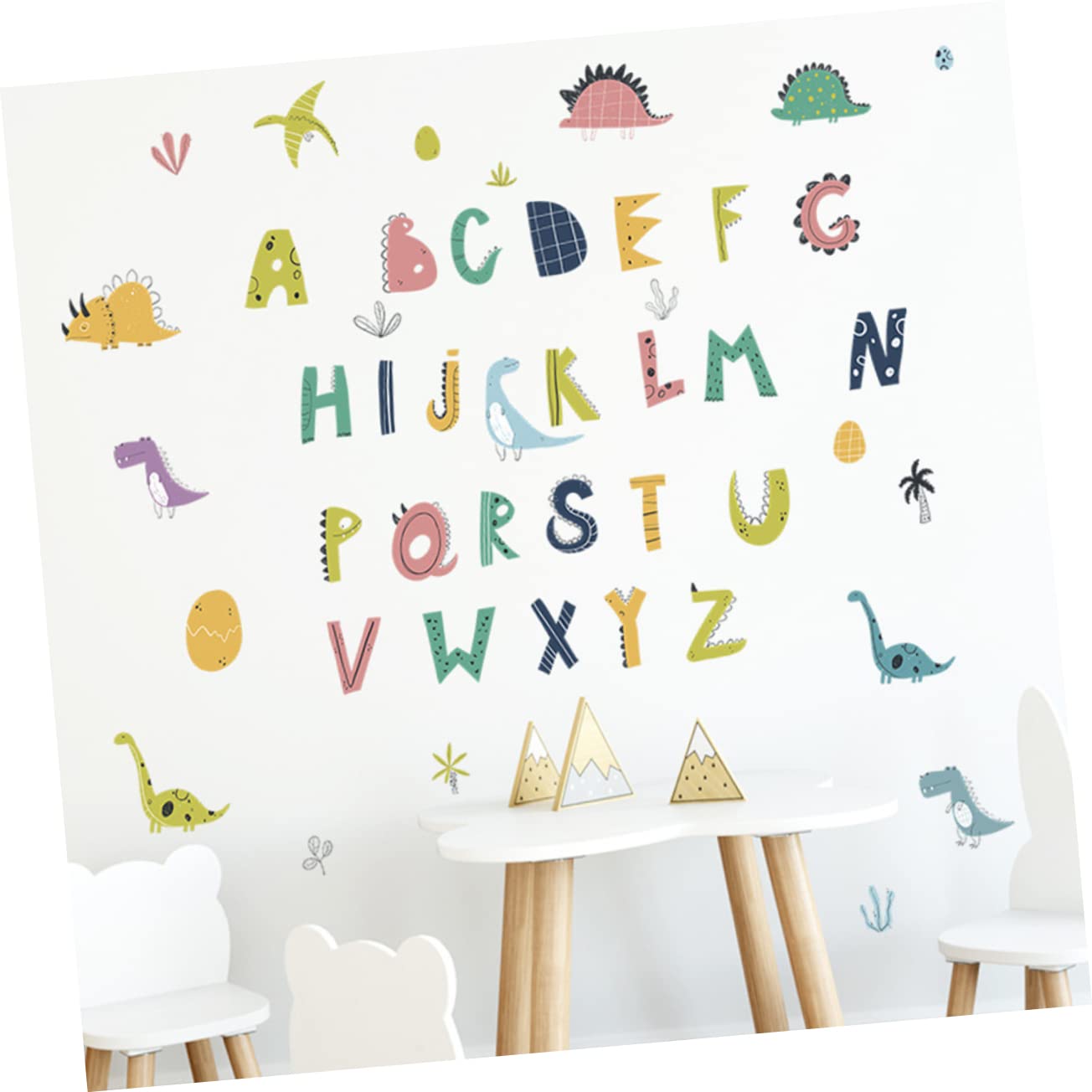 Wakauto 4 Sheets Alphabet Letter Stickers - Animal Themed Wall Decals for Kids Room, Nursery & Classroom Decor - Durable PVC Children's Wall Stickers for Learning & Play