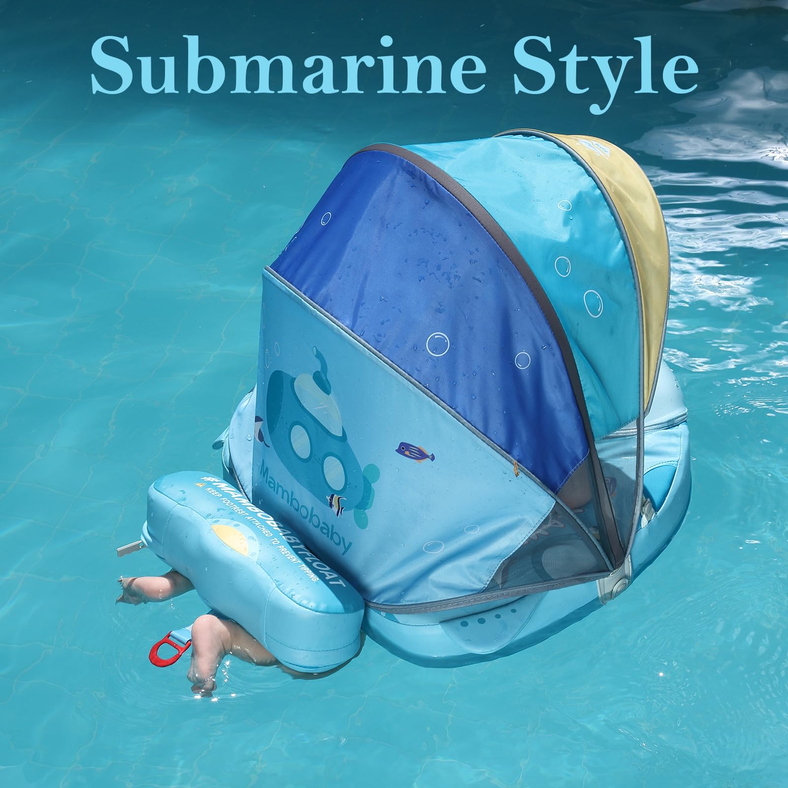 **2025 New Mambobaby Baby Float with Canopy – Non-Inflatable Infant Pool Float for 3-24 Months – Skin-Friendly Toddler Swim Ring for Boys & Girls – Submarine Style – Perfect for Beach, Pool & Summer Water Play**