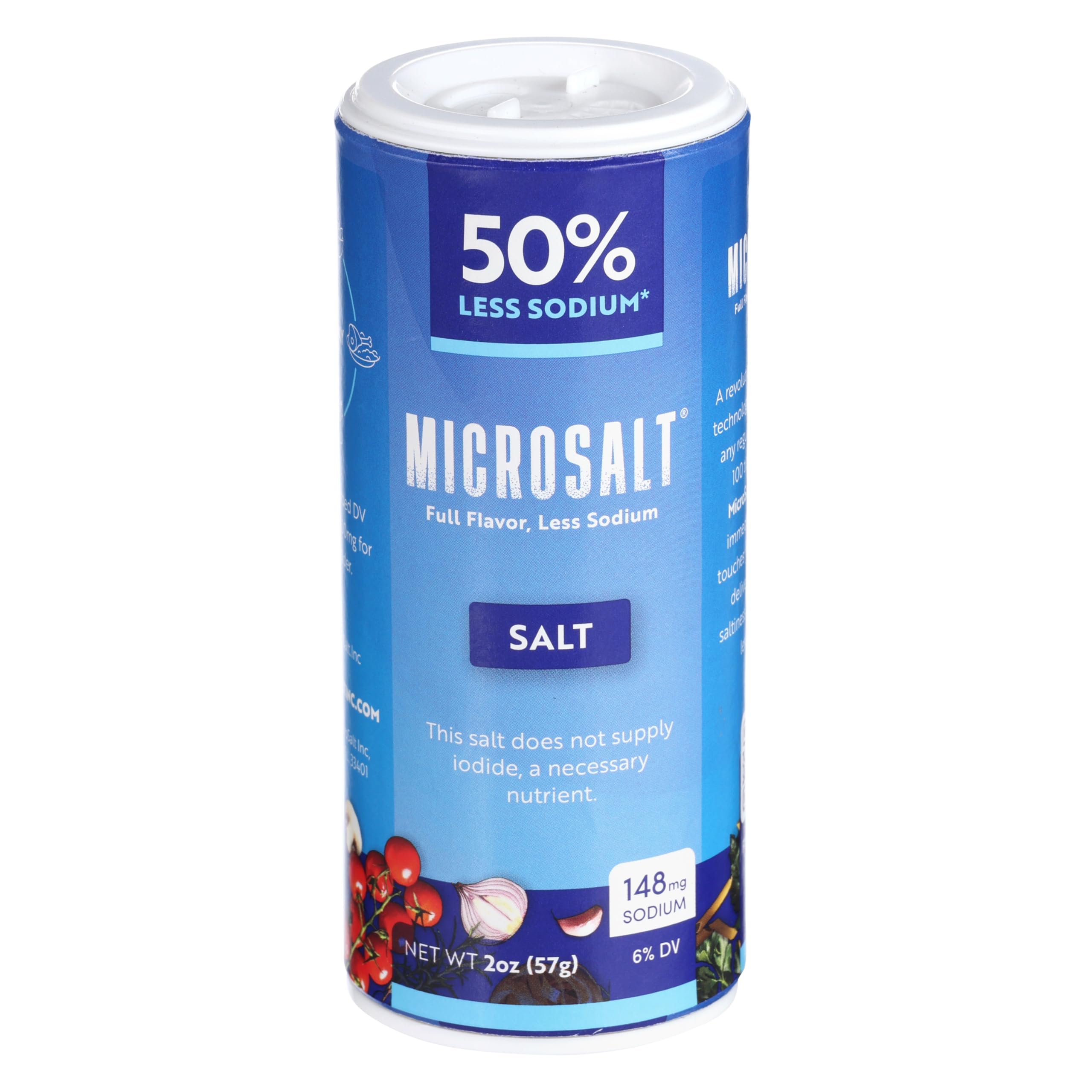 Microsalt 50% Less Sodium Salt - Healthy Salt Substitute for Cooking & Snacks | Full Flavor with Reduced Sodium | 2 oz (Pack of 2) | Perfect for Low-Sodium Diets, Heart Health & Flavorful Meals