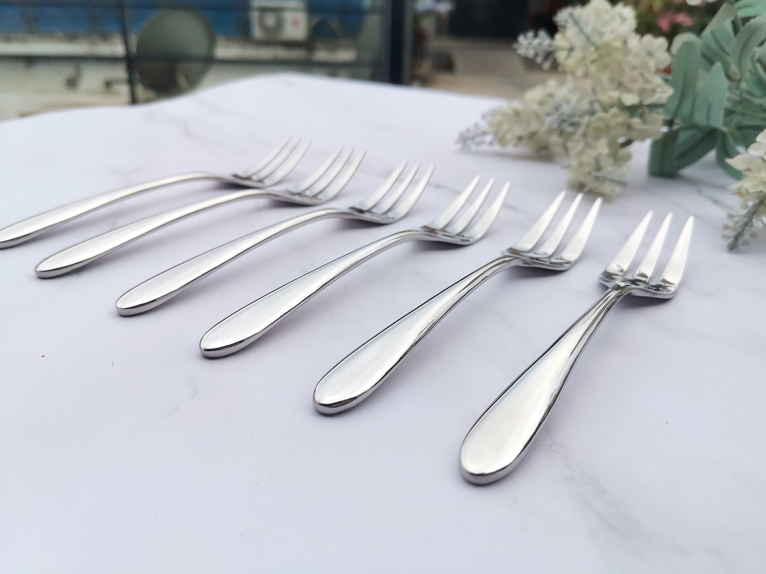 Premium 5-Inch Stainless Steel Appetizer Forks - Set of 6 | 18/10 Food-Grade Safe Mini Dessert & Cocktail Forks | Perfect for Parties, Weddings, Fruit Salads & Cake Tasting Events
