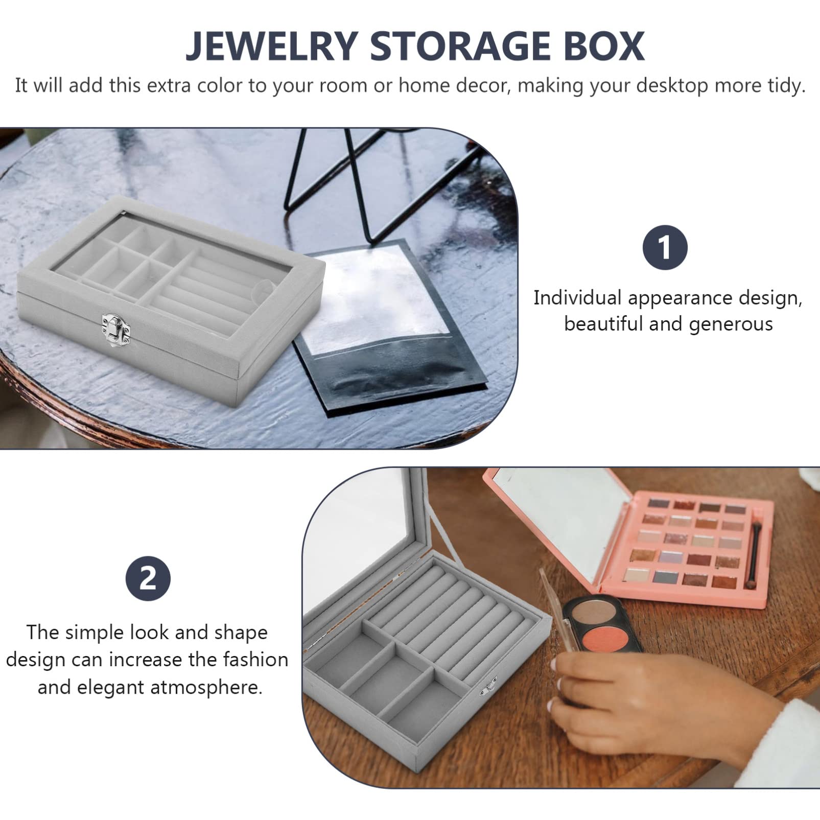 KESYOO 2-Piece Jewelry Organizer Box Set - Necklace & Bracelet Storage Case, Earring Display Holder with Flannel Lining - Portable Travel Jewelry Box for Home, Office & Vanity Organization