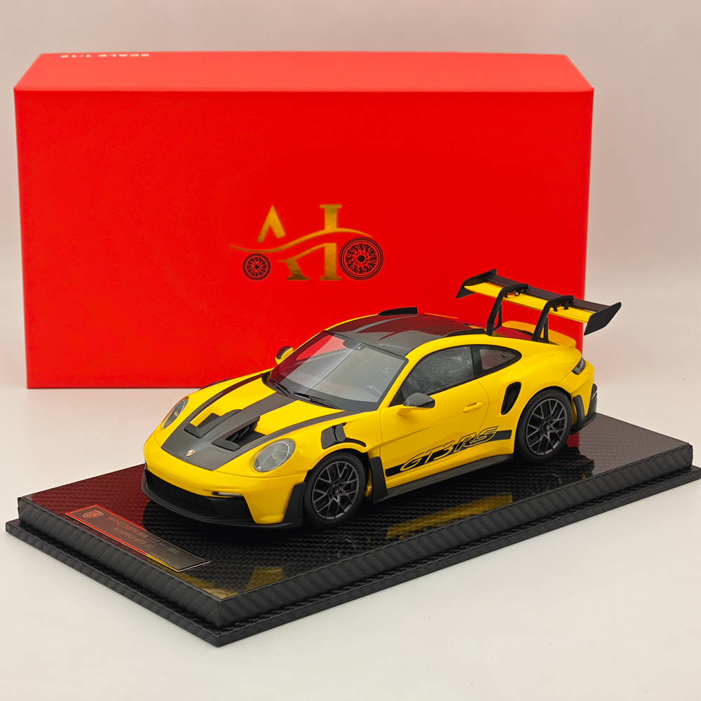 1/18 Scale Porsche 992 GT3 RS Yellow Resin Die-Cast Model Car - High Quality Collectible for Display, Racing Enthusiasts & Gift Giving