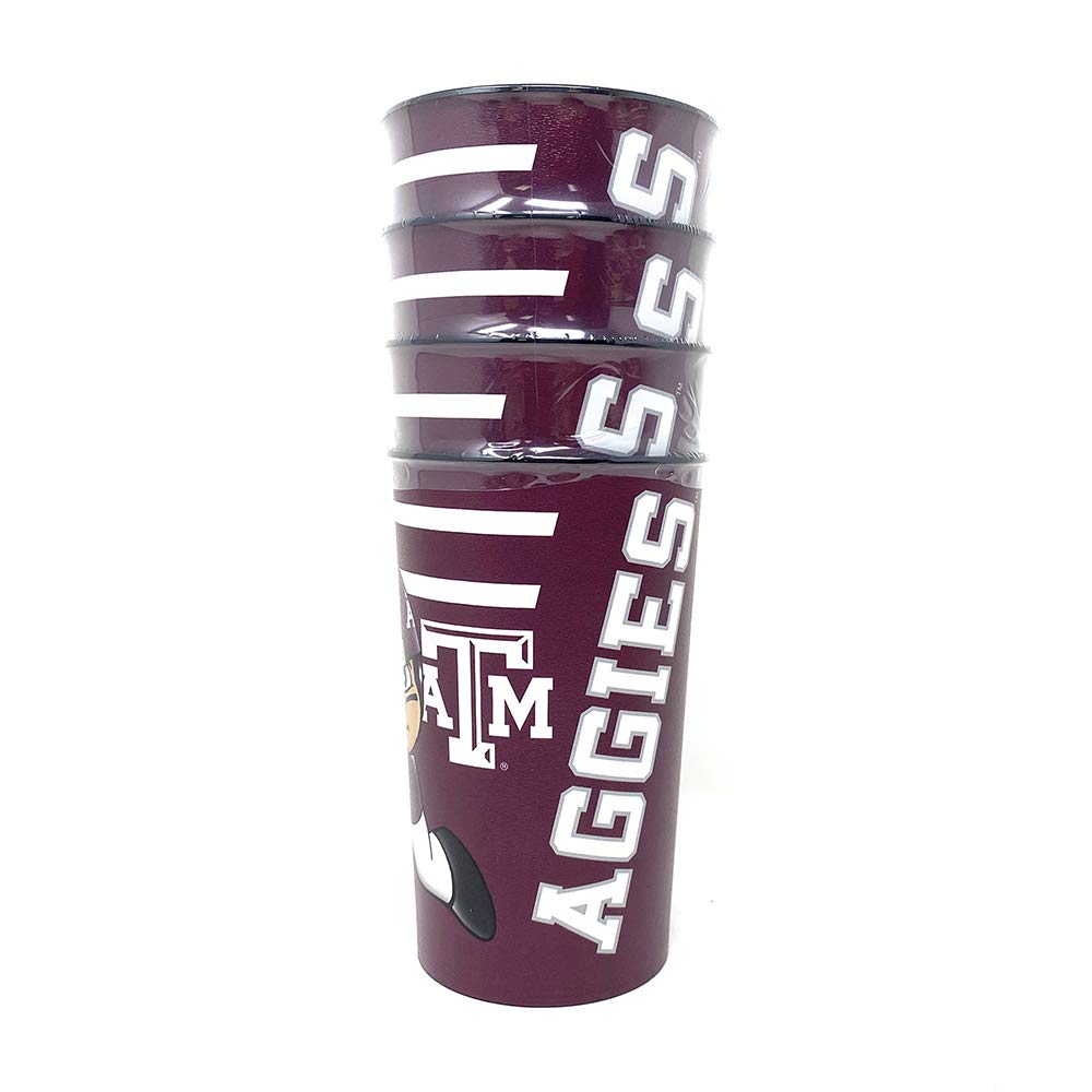 NCAA Party Cups 4-Pack - Reusable Plastic Drinking Cups for Beer, Soda & Cocktails - Dishwasher Safe Multipurpose Cups - Perfect for Game Day, Tailgating, BBQs & College Parties