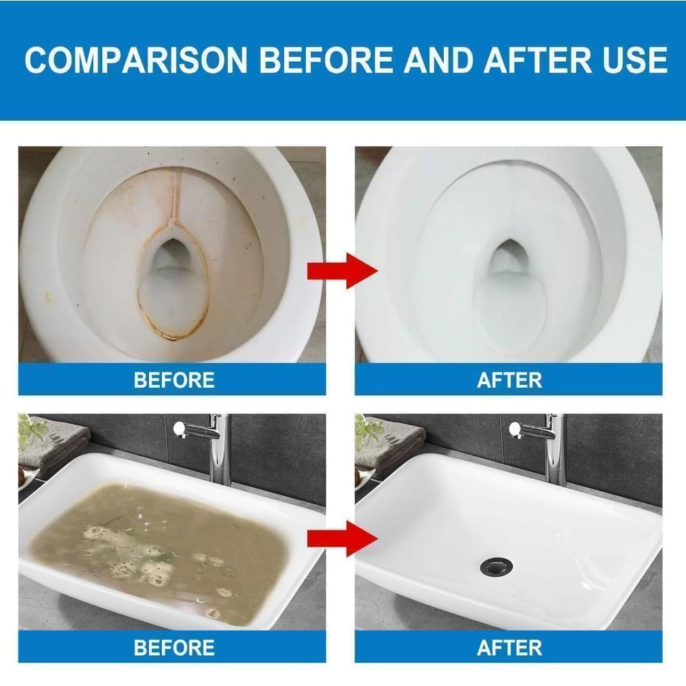 Active Oxygen Toilet Cleaner Powder with Super Cleaning Liquid - Effectively Removes Stubborn Stains & Odors | Ideal for Bathroom, Toilet Bowl & Household Cleaning