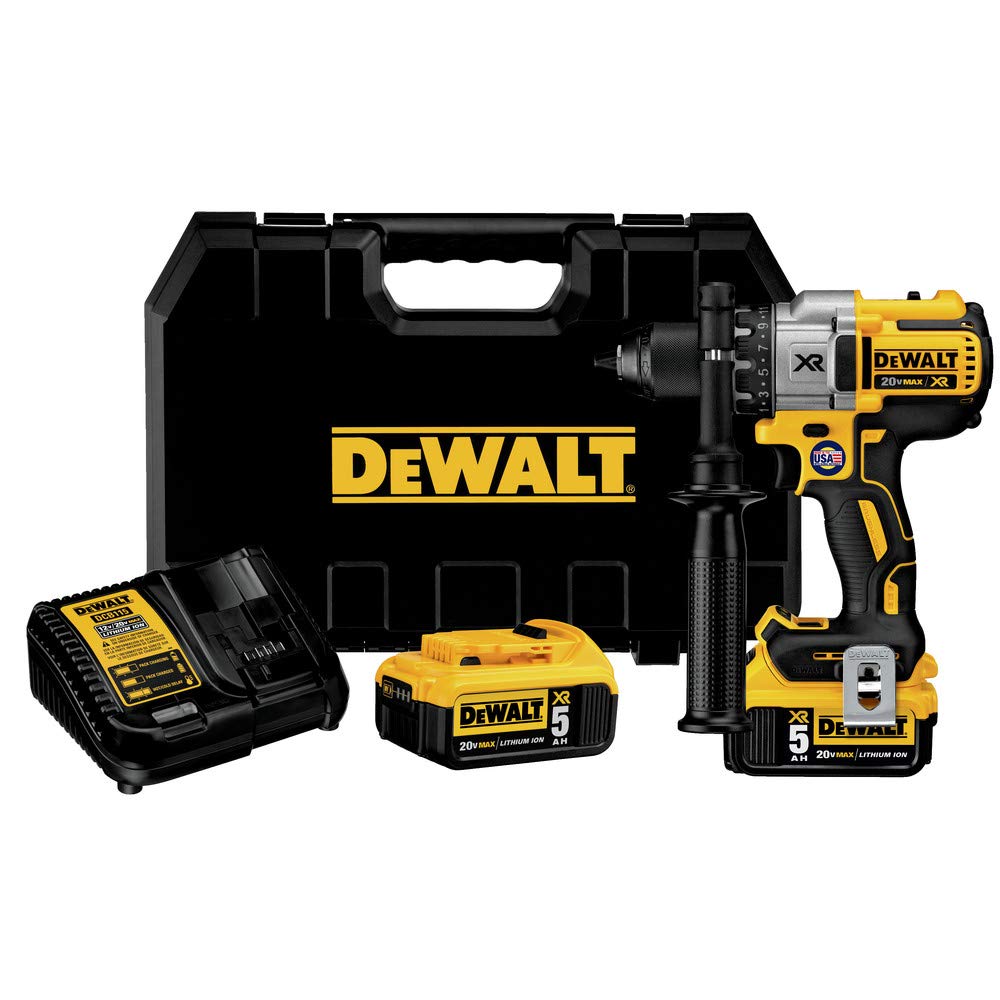 DEWALT 20V MAX XR Brushless Cordless Drill/Driver Kit - 3-Speed, 5.0Ah Battery, Powerful & Lightweight (DCD991P2) for Home Improvement, Construction & DIY Projects